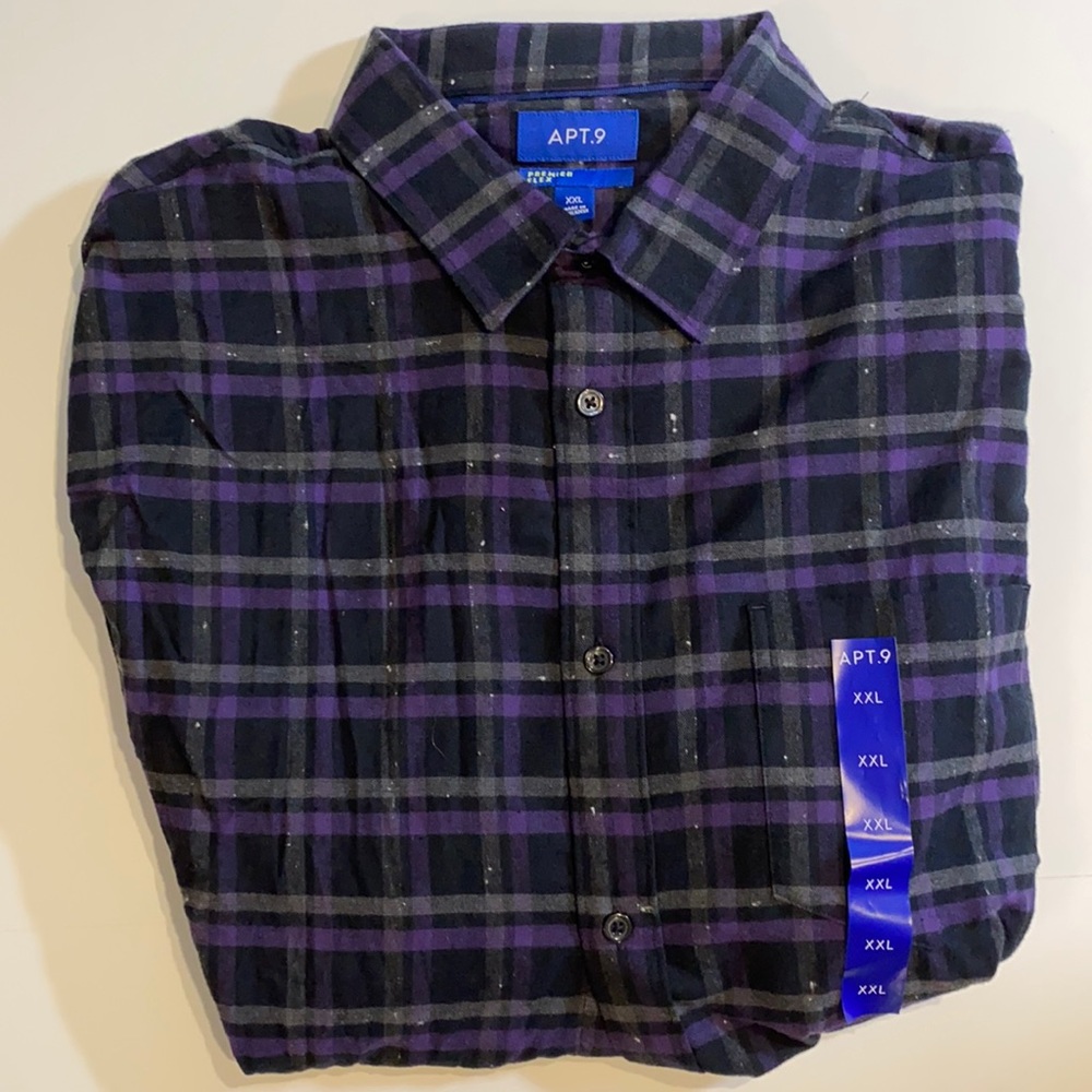 Apt 9 XXL Plaid Flannel Long Sleeve Button Shirt New D24